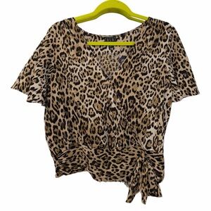 OLM Leopard Print Wrap Crop Top – Flirty & Trendy